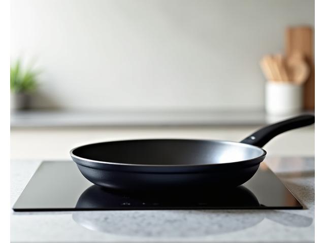 A versatile non-stick frying pan on a clean stovetop, ready for cooking.