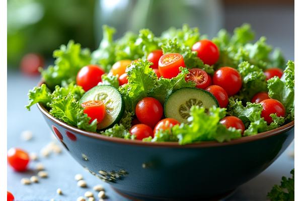 Fresh vibrant salad with assorted greens and vegetables