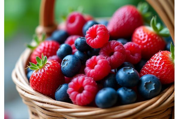 A basket overflowing with fresh mixed berries